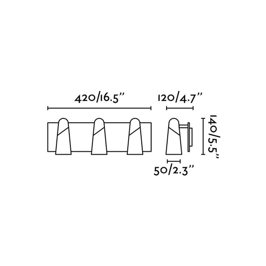 Medidas y dimensiones del Aplique de Pared LAO 3L Negro de FARO modelo 29043, luminaria de superficie en negro mate, aluminio ABS, LED SMD orientable para hogar moderno.