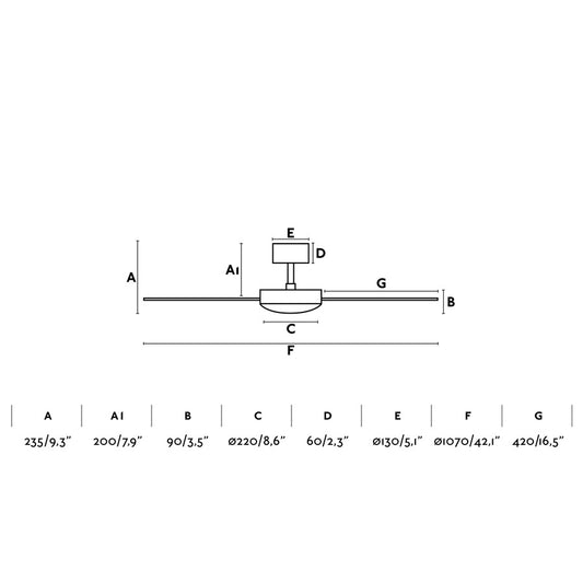 Ventilador de techo MINI MALLORCA S en níquel mate y arce, modelo 33604-110 de FARO, dimensiones compactas para habitaciones pequeñas y techos inclinados, sin luz, con mando a distancia, ventilación eficiente en acero y plywood.