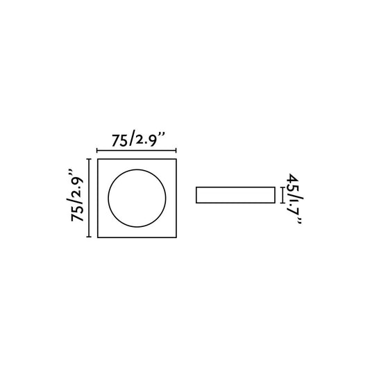 Dimensiones y medidas de la luz empotrable de techo NEÓN SQ blanco mate en aluminio, faro interior para iluminación hogar, compatible con bombillas GU10 o MR16, modelo FARO 43400
