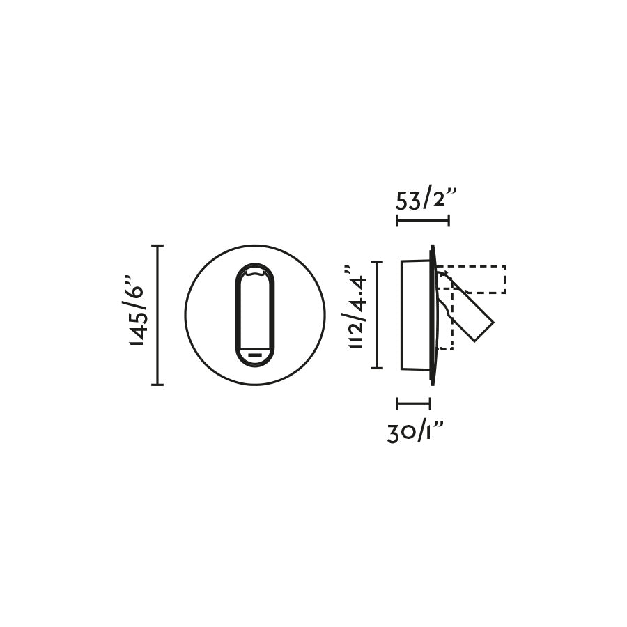 Diagrama de medidas del aplique de pared TIMIT USB C Lector blanco FARO 62760 - Luminaria superficial LED interior minimalista con puerto de carga y lectura