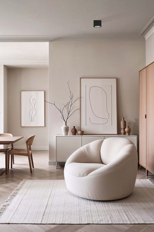 Plafon TECTO 1L AR111 negro mate de aluminio instalado en techo interior contemporáneo, luminaria superficie para iluminación residencial serie 6324 de FARO 63275