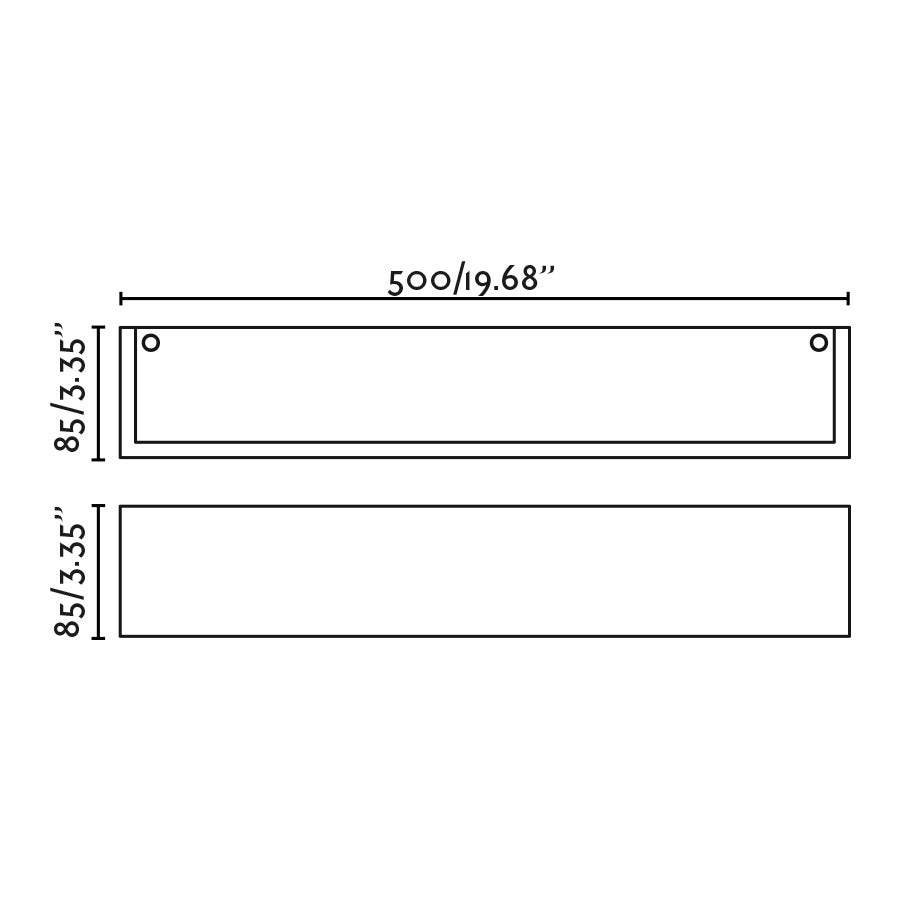 Aplique pared MILO 500 blanco FARO 63422 - Diagrama de medidas y dimensiones para luminaria superficie interior diseño minimalista LED E14 yeso colección 6317