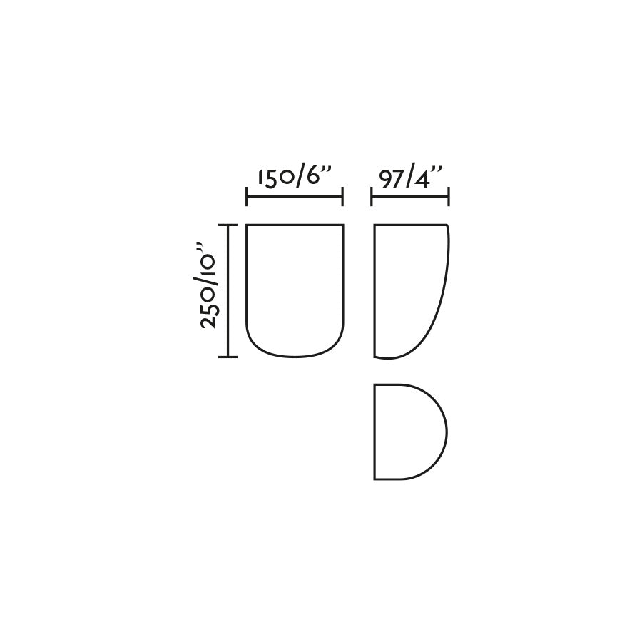 Diagrama de medidas del aplique de pared KAPPU 250 Blanco de FARO, modelo 63429, luminaria de superficie en yeso para iluminación indirecta interior minimalista en hogar moderno, colección 6362, dimensiones en mm para instalación.