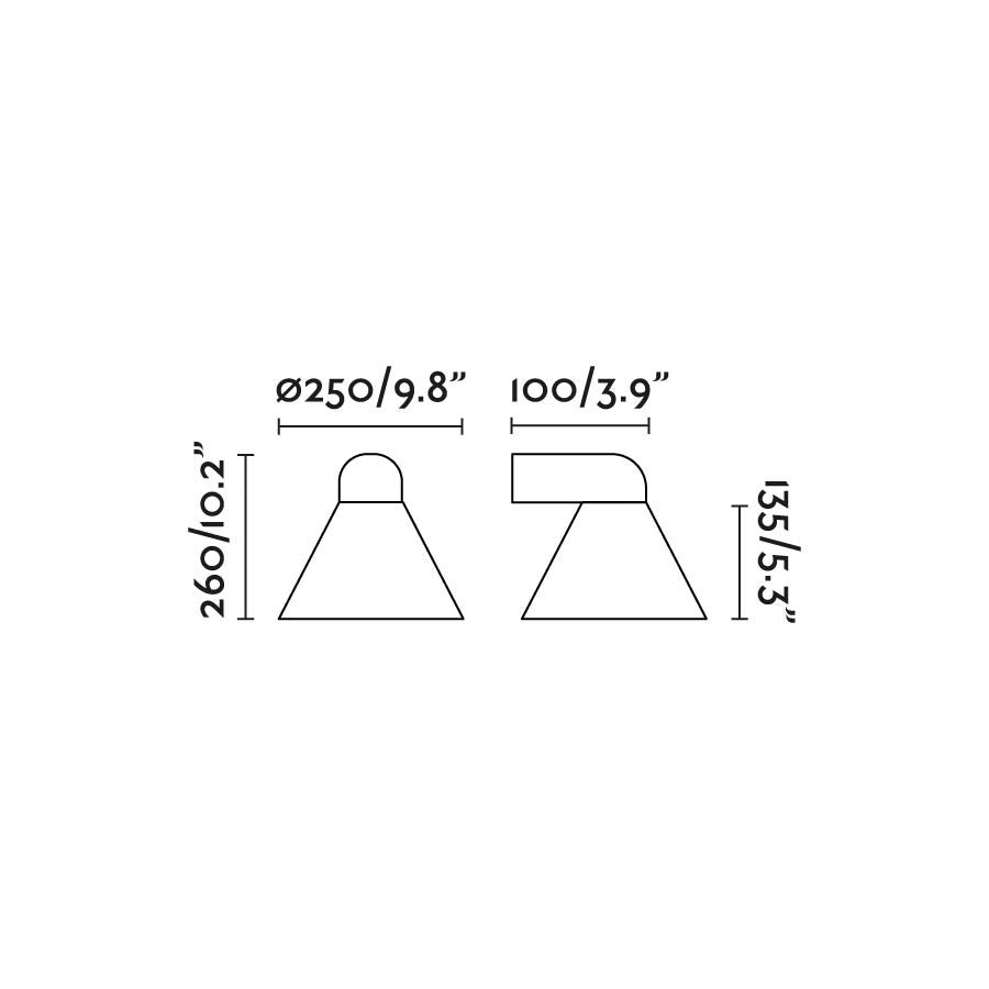 Diagrama de medidas y dimensiones de la Luminaria de Pared PALS Blanco FARO 70290, luminaria exterior de aluminio IP65 IK06 para jardín y aplique superficie en pared