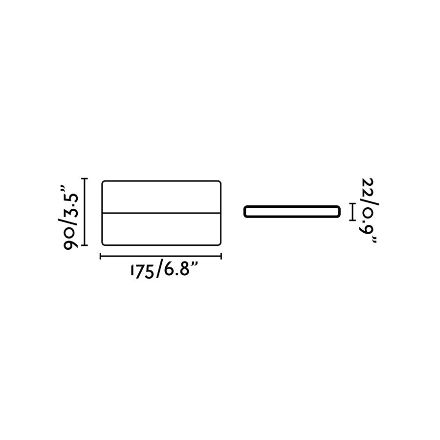 Medidas detalladas del Aplique de Pared LED ADAY 175 Gris Oscuro FARO 70647, diagrama de dimensiones en aluminio con cristal opal para iluminación exterior IP54 en jardín o terraza