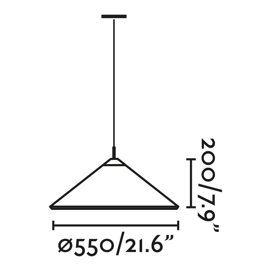 Diagrama de medidas dimensiónales lámpara colgante exterior SAIGON OUT R55 Gris/Blanco FARO 71579-02, aluminio mate IP44 para jardín e iluminación Nahtrang