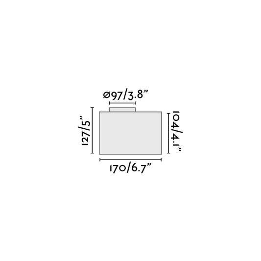 Medidas de la caja empotrable TRAS Negro FARO 71703, serie 7170, en material ABS negro para instalación de luces exteriores en jardín y terraza