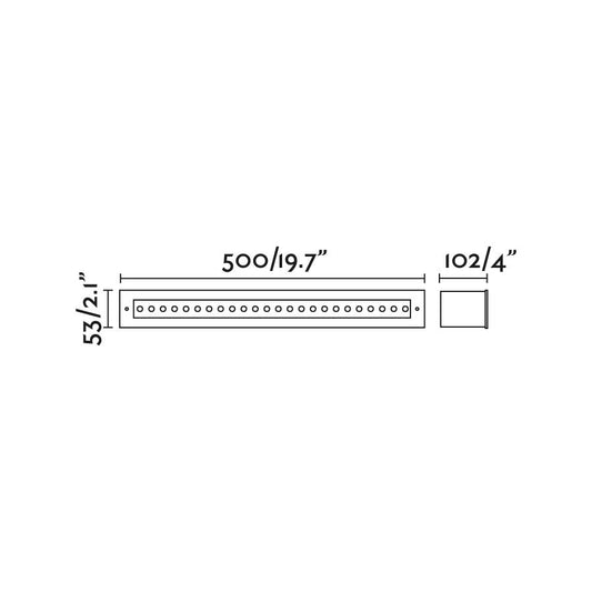 Diagrama de medidas de la luminaria empotrable FALLS 500 orientable 16W LED IP67, faro exterior en acero inoxidable para jardín y terraza