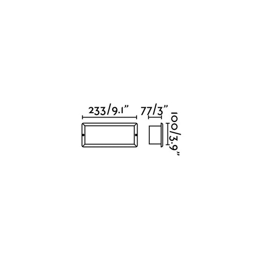 Dimensiones de la luminaria empotrable STRIPE gris oscuro FARO modelo 72092, iluminación exterior en aluminio LED SMD para pared IP54