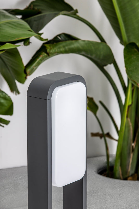 Baliza iluminación exterior Sticker gris oscuro faro LED 3000K aluminio IP55 en jardín ambiente