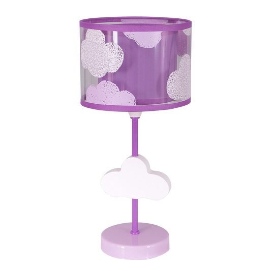 Lámpara de mesa infantil Abrila en forma de nube lila, sobremesa de metal y textil con 1xE14, iluminación decorativa para habitación de niños, modelo 002471019