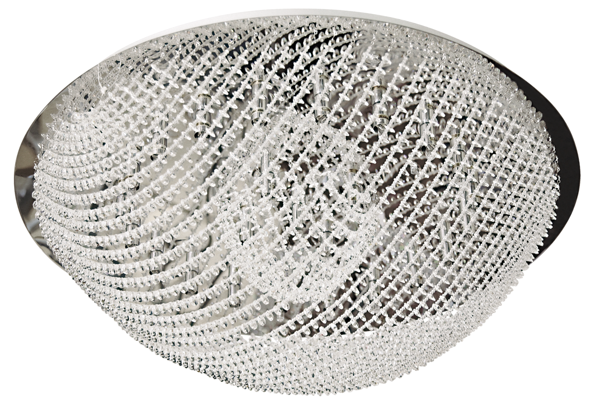 Plafón Hemisferio de cristal y cromo Fabrilamp, iluminación moderna para comedor y salón.