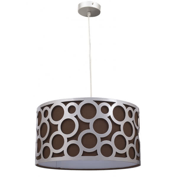 Colgante Orlando en marrón y plata con 1xE27 de Abrila, lámpara colgante moderna de metal y textil para iluminación interior doméstica y decoración, modelo 028293502