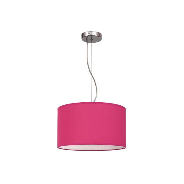 Colgante Nicole fucsia rosa de 30 cm de Abrila, lámpara colgante moderna de metal y textil para decoración interior doméstica, estilo contemporáneo en tono rosa vibrante, modelo 042993000