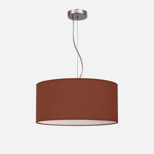 Colgante Nicole Chocolate 3xE27 de Abrila (042995005), lámpara colgante moderna en marrón chocolate con estructura de metal y textil para iluminación doméstica y decoración interior con luz difusa.