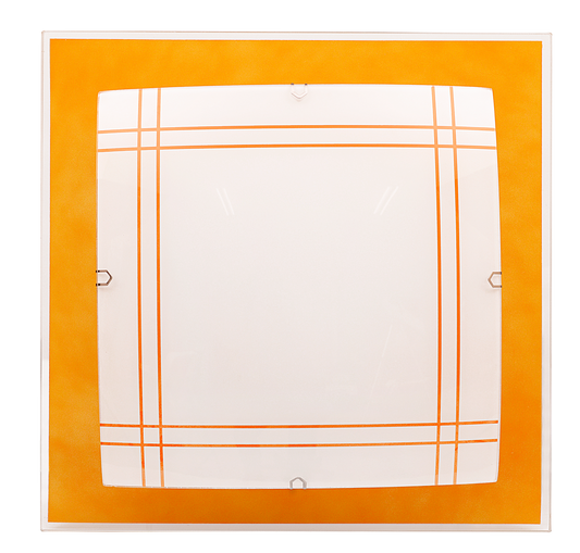 Plafón de techo Amet naranja Fabrilamp, modelo 043083204, con dos portalámparas E27. Ideal para interiores y exteriores, estilo moderno.