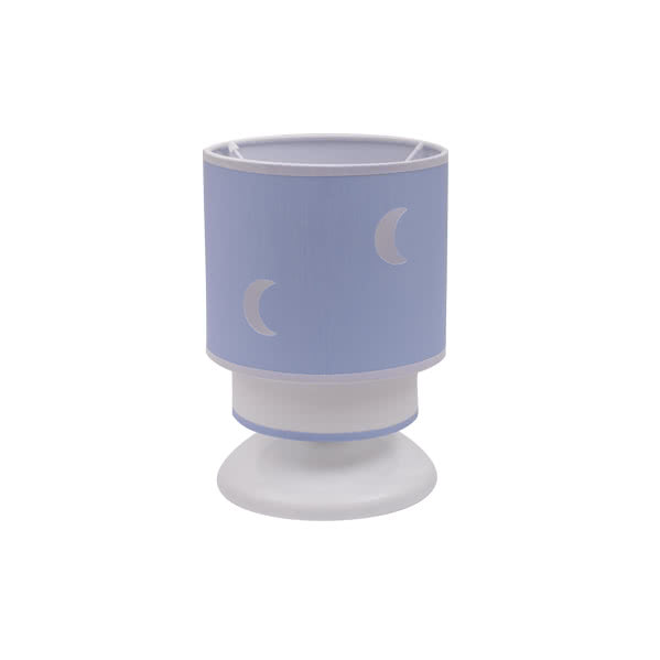 Lámpara sobremesa Orbita Celeste de Abrila para habitación infantil, diseño celeste con luz cálida 1xE14, certificada CE y fabricada con materiales reciclados, ideal para decoración de niños (modelo 067271048).