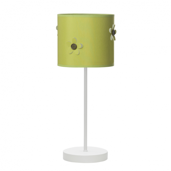 Lámpara de sobremesa Botón Verde 1xE14 de Abrila, diseño infantil para dormitorio de niños con iluminación LED, decoración de interiores en color verde y textil suave, modelo 068971006.