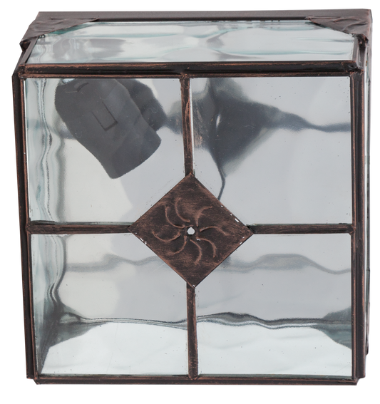 Plafón Estepa Cobre 1xE27, Fabrilamp 075582011 — iluminación de techo rústica en cobre con cristal, ideal para dormitorio o salón.