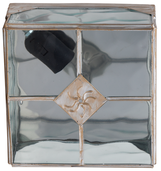 Plafón Estepa Oro 1xE27 de Fabrilamp — iluminación interior rústica en metal y cristal dorado, modelo 075582029 para uso doméstico