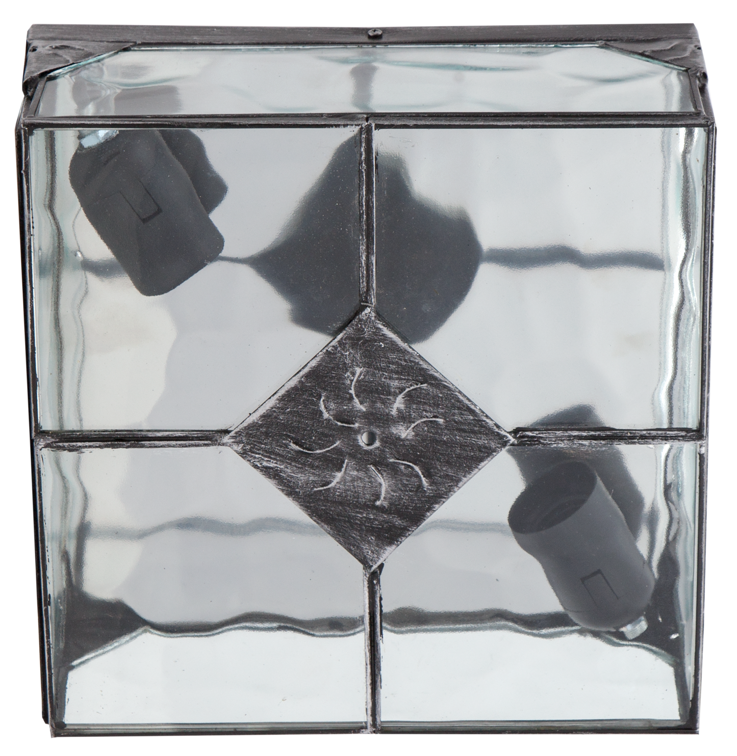 Plafón rústico ESTEPA plata, 2xE27, Fabrilamp – iluminación interior en salón y dormitorio, acabado metal con cristal