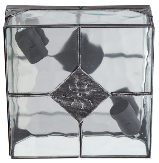 Plafón rústico ESTEPA plata, 2xE27, Fabrilamp – iluminación interior en salón y dormitorio, acabado metal con cristal