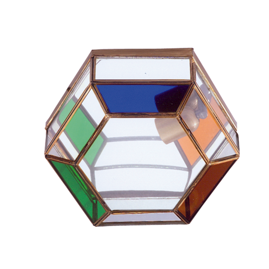 Plafón Granadino Colores Bronce Fabrilamp - Iluminación rústica de interior con detalles en cristal y acabado bronce.