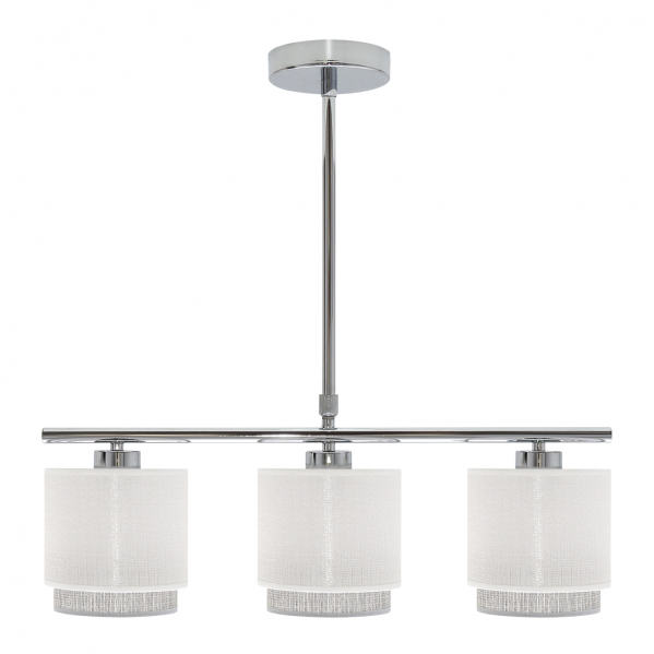 Lámpara de techo Kenya Abrila 3xE14 en blanco y gris, diseño moderno de metal y textil para iluminación interior, dimensiones 56x56x14 cm, referencia 111053001