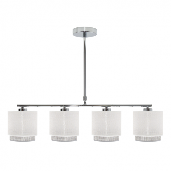 Lámpara de techo Kenya 4xe14 en blanco y gris de Abrila, modelo 111054001, ideal para iluminación general en interiores domésticos con diseño en metal y textil de la serie Kenya.