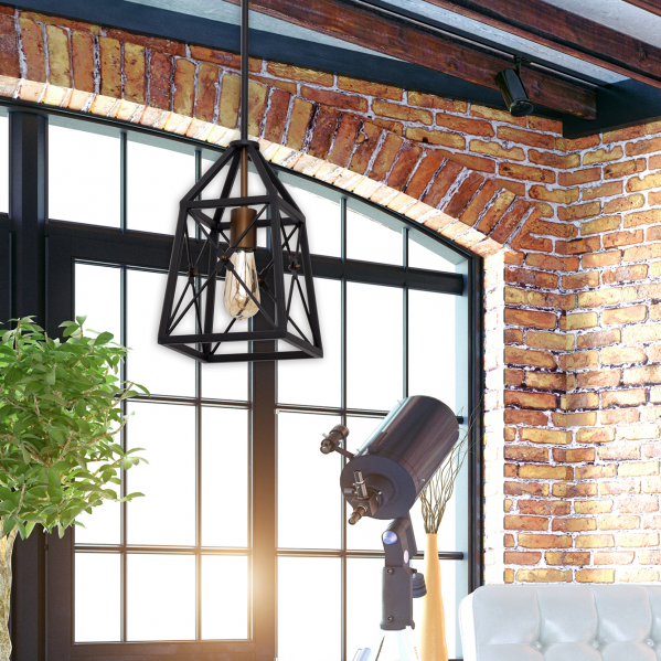 Colgante Pavel articulado negro y dorado de 140 cm, lámpara colgante rústica de metal Abrila modelo 112450109 para decoración de interiores domésticos