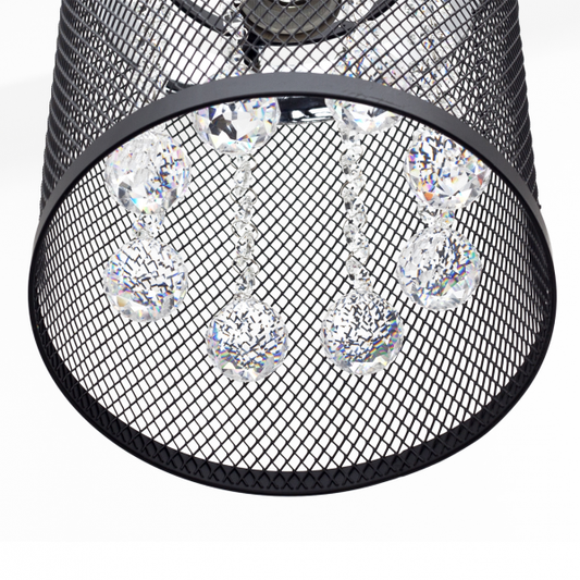 Colgante Davy 1xE27 negro y cromo de Abrila, lámpara colgante moderna con cristal y metal para decoración de interiores, modelo 112650109 REG.X18D