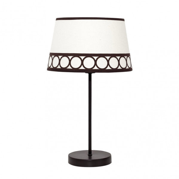 Lámpara sobremesa Dalia de Abrila en beige y marrón, diseño clásico de metal y textil reciclable, 44x25x25 cm, luz difusa para decoración interior doméstica