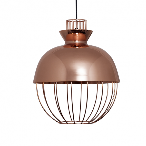 Colgante Toyama en bola de cobre E27 regulable de Abrila (121393511), lámpara colgante moderna de metal para decoración interior con luz directa