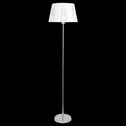 Lámpara de pie Celaya 1xE27 en blanco de Abrila, diseño geométrico moderno con estructura de metal y textil para iluminación de interiores en salón, modelo 122141001 ideal para decoración contemporánea.