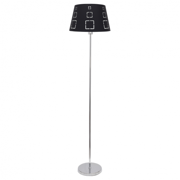 Lámpara de pie Celaya negra de Abrila, modelo 122141009 con 1xE27, diseño moderno en metal y textil para iluminación difusa en interiores y salón, ideal para decoración contemporánea.