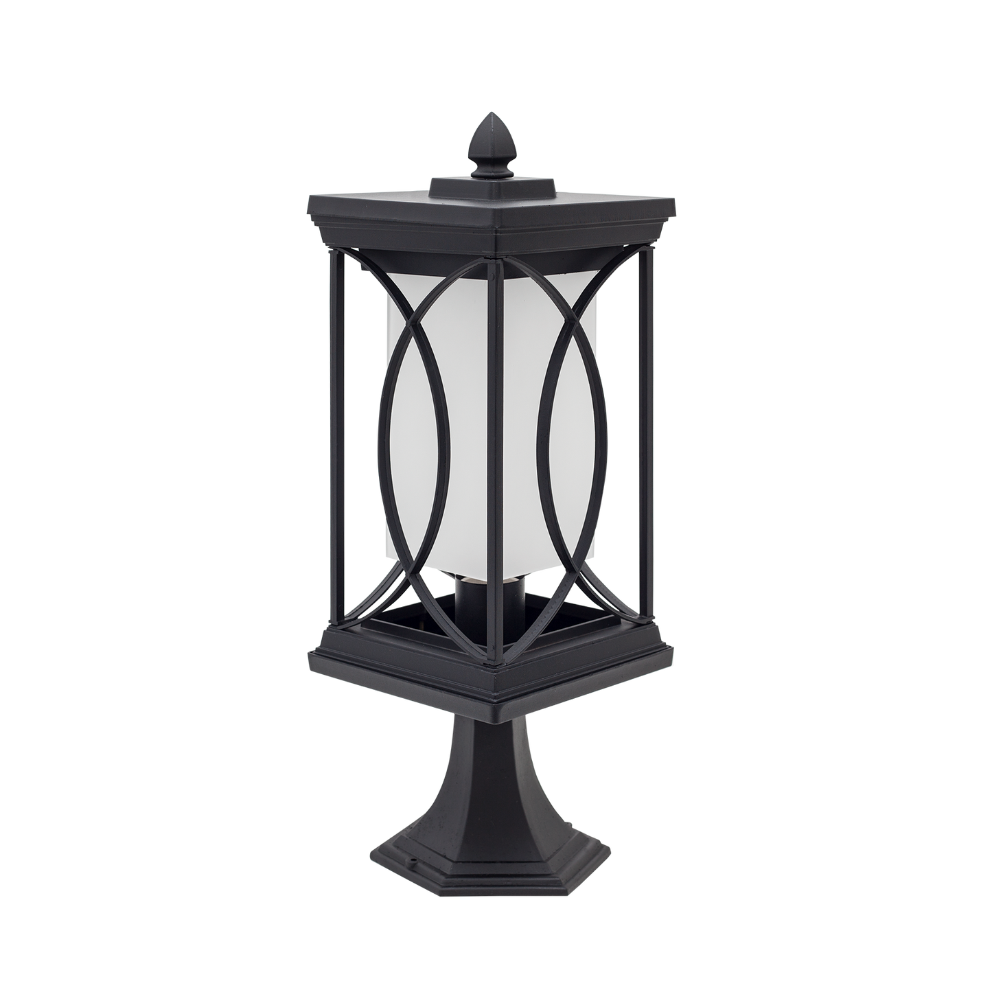 Lámpara sobremuro exterior Garden en negro de metal, Fabrilamp — iluminación exterior para jardín y terraza, estilo clásico.