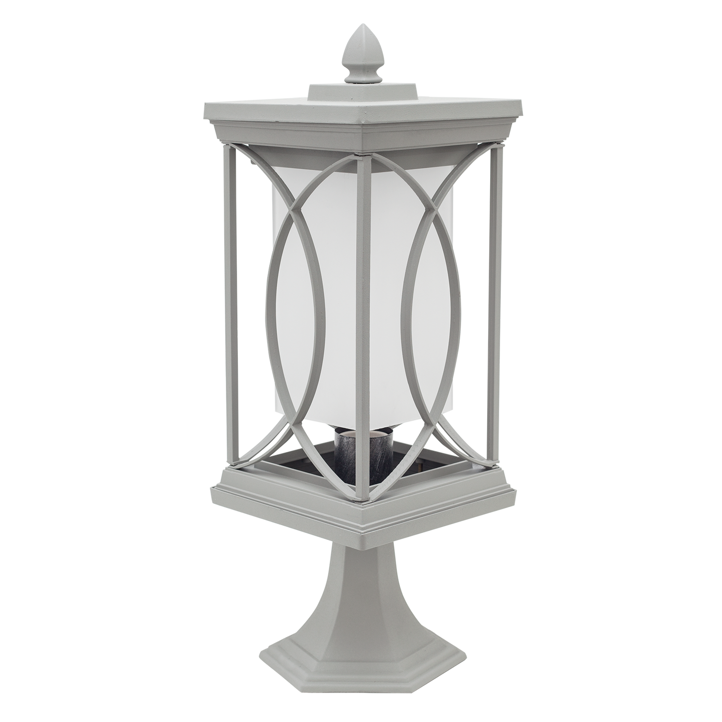 Sobremuro exterior de jardín en plata de Fabrilamp, cuerpo de metal con rosca E27, iluminación exterior para terraza y jardín (modelo 125271110)