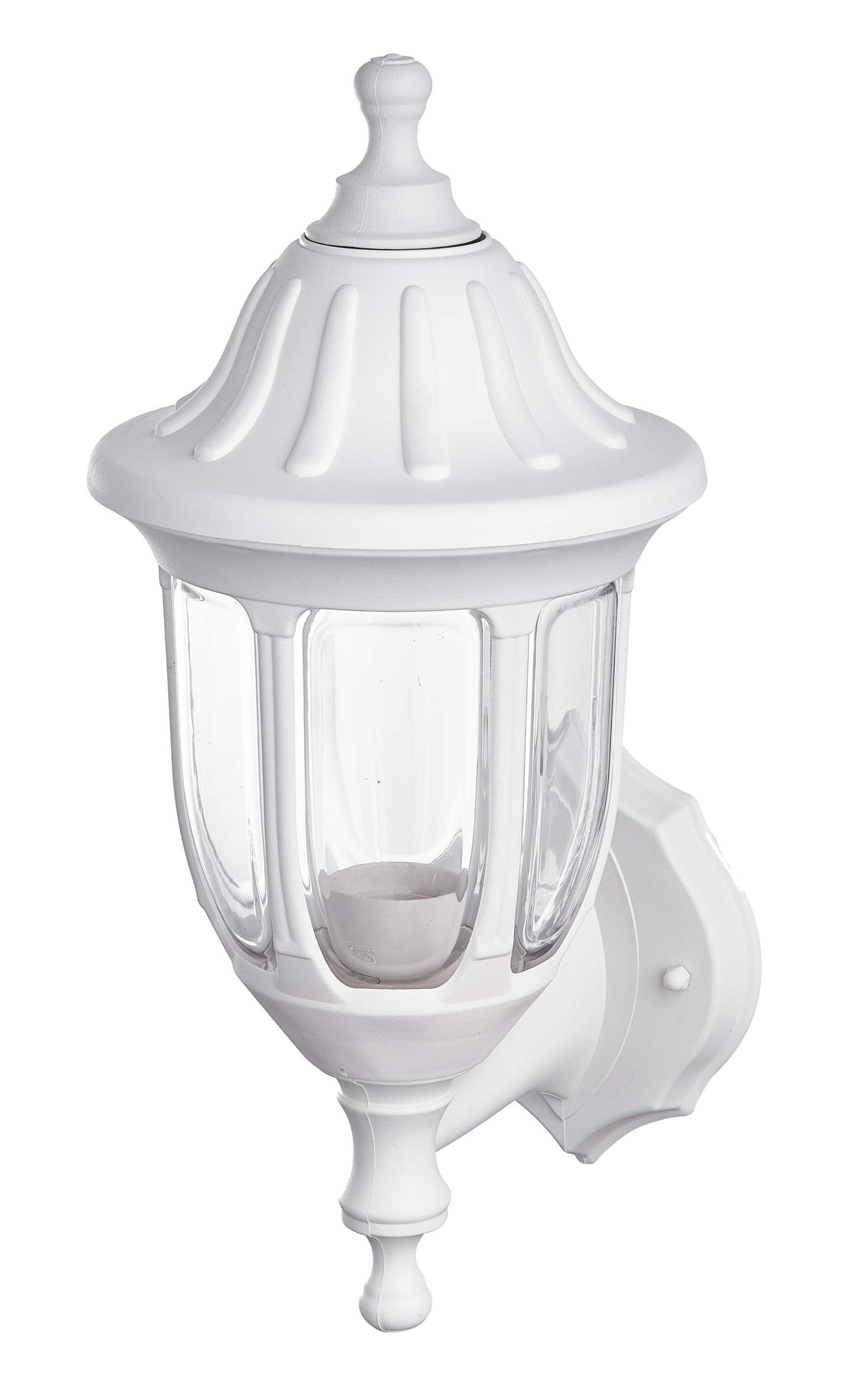 Aplique exterior Angélica Blanco de Fabrilamp, iluminación para jardín IP44, diseño clásico, policarbonato.