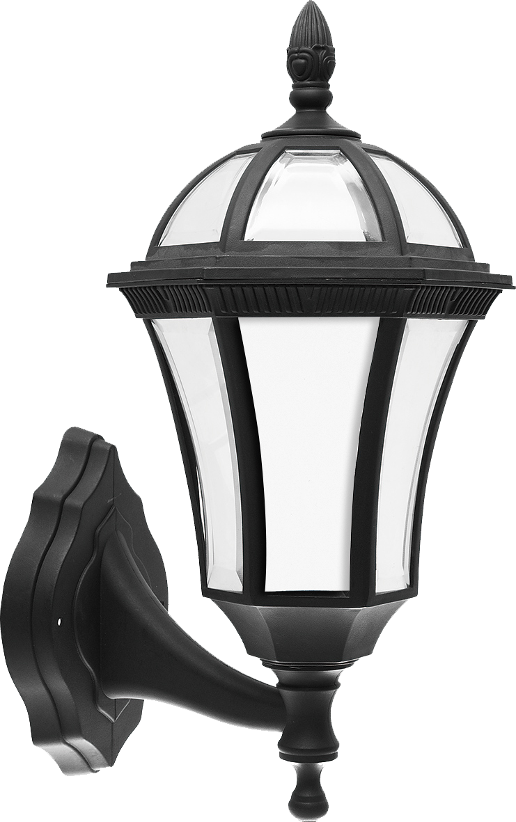 Aplique exterior Comino Negro IP44 de Fabrilamp, iluminación de exterior estilo clásico en policarbonato para jardín