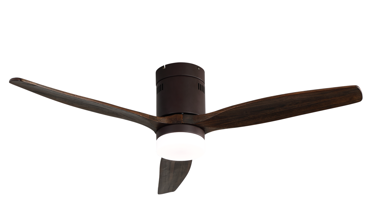 Ventilador de techo Aguilon Marrón Roble de 132 cm con 6 velocidades, motor DC eficiente en ahorro de energía, luces LED integradas y mando a distancia, modelo Abrila 128291302 para interiores domésticos.