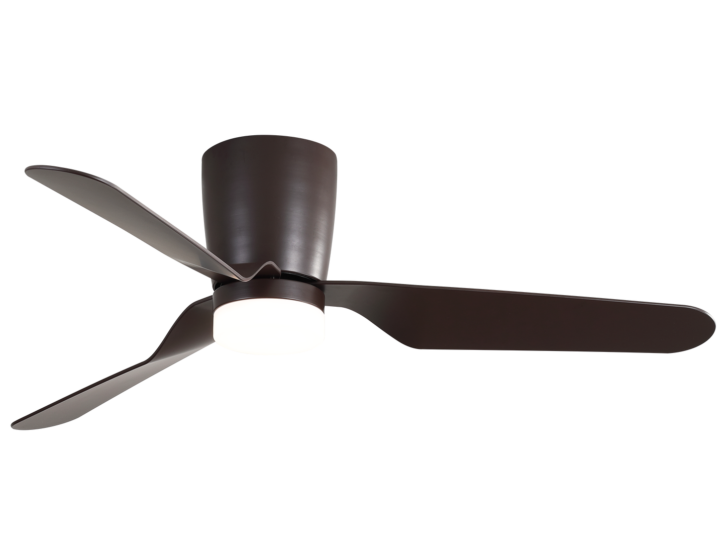 Ventilador de techo Kochi 18W DC en color marrón de Abrila modelo 129191302, diámetro 132 cm con 6 velocidades, motor DC eficiente, mando a distancia incluido, luz LED integrada, temporizador y diseño para uso doméstico interior.