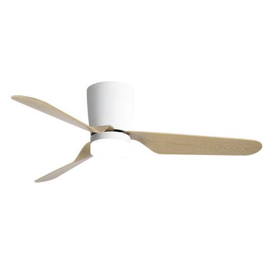 Ventilador de techo Kochi blanco y haya de 132 cm con motor DC, 6 velocidades y LED integrado, modelo Abrila AI2 para interior doméstico en metal, MDF y policarbonato (ref. 129191368)