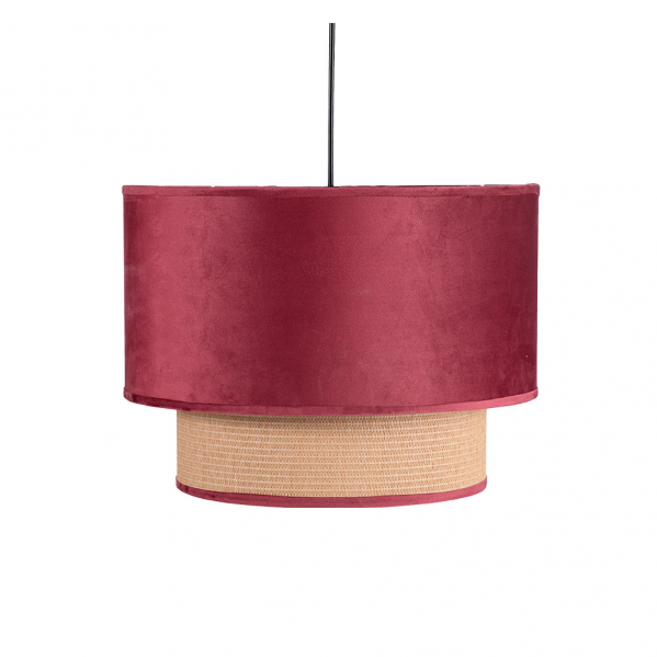 Colgante Nerva de Abrila con 2 pantallas en rojo vino, longitud 40 cm, diseño moderno de iluminación interior textil para luz difusa en decoración doméstica (130291007)