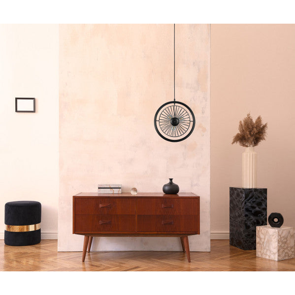 Colgante Ganga 3xE27 negro regulable de Abrila (131993002), lámpara colgante moderna de metal en estilo rústico para decoración de interiores domésticos