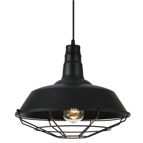 Lámpara colgante Flamenco negra de 36 cm en metal, diseño industrial retro rústico de Abrila (132591009), ideal para decoración interior doméstica con estilo flamenco AI2