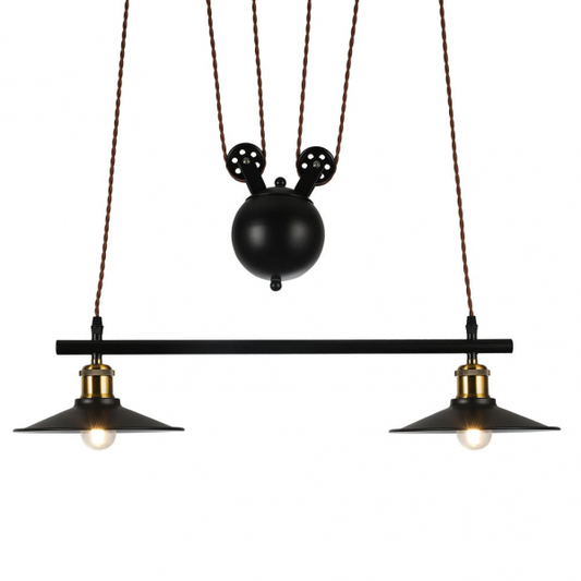 Lámpara colgante Triguero negro de Abrila modelo 132692009, diseño rústico farmhouse chic en metal negro regulable con 2 casquillos E27 para bombillas, ideal para decoración interior doméstica AI2