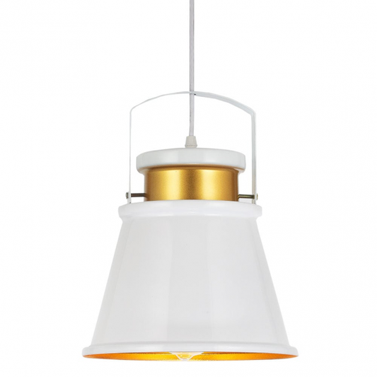 Colgante decorativo de pelicano en blanco y oro con altura regulable, diseño moderno farmhouse de metal Abrila AI2, ideal para decoración interior doméstica 132791101