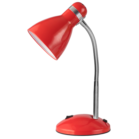 Flexo Lazulita Rojo/Cromo de Fabrilamp para escritorio, lámpara de lectura de metal en rojo y cromo, modelo 140271007, iluminación doméstica