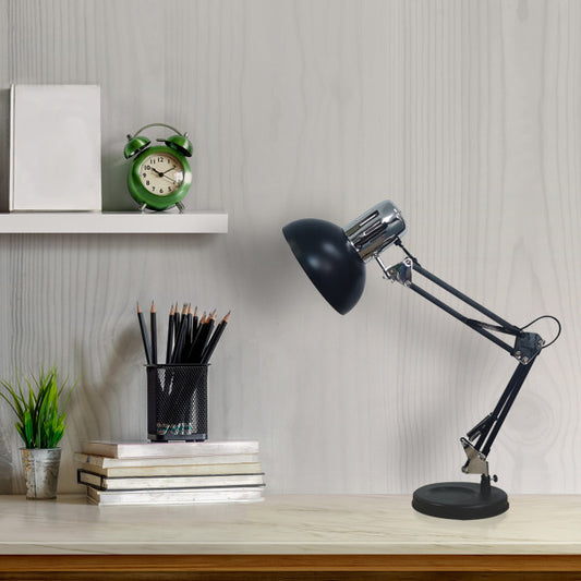 Flexo de escritorio Fabrilamp Negro/Cromo con acabado Rutilo, lámpara de metal para iluminación interior, ideal para uso doméstico en el escritorio.