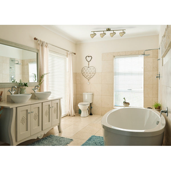 Regleta de focos Cooper de Abrila con 4 bombillas E14, diseño moderno en cuero y metal con cristal, dimensiones 16x69,5x8,5 cm, orientable para iluminación interior doméstica, ideal para lámparas de techo.